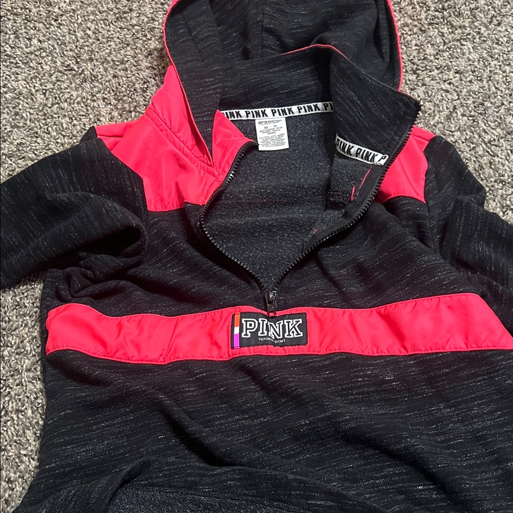 PINK Victoria's Secret Black and Red Hoodie